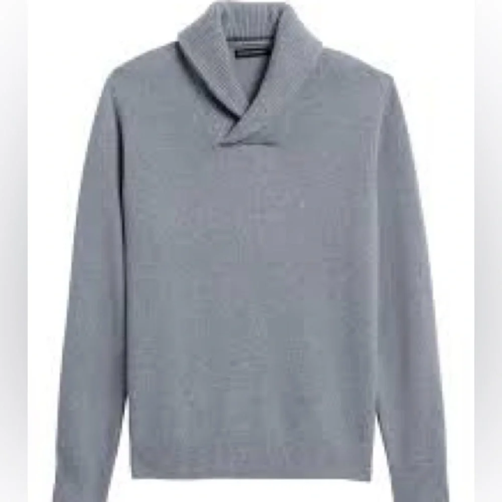 Banana Republic Men’s Size Large Gray Merino Wool Blend Shawl Collar Sweater